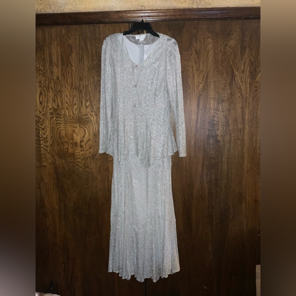 Fiesta Shimmering Silver Long Sleeve Dress with Jacket